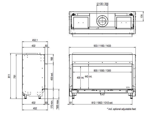 Chimenea gas Faber Matrix Lineal Fire 1050/400 I (Frontal) - Imagen 2