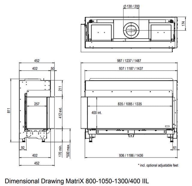 Chimenea gas Faber Matrix Lineal Fire 1050/400 II (Esquinera) - Imagen 2