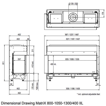Chimenea gas Faber Matrix Lineal Fire 1050/400 II (Esquinera) - Imagen 2