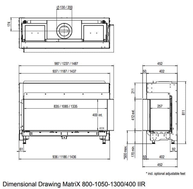 Chimenea gas Faber Matrix Lineal Fire 1050/400 II (Esquinera) - Imagen 3