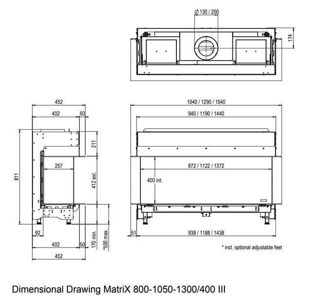 Chimenea gas Faber Matrix Lineal Fire 1050/400 III (Doble Corner) - Imagen 2