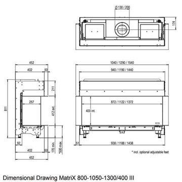 Chimenea gas Faber Matrix Lineal Fire 1050/400 III (Doble Corner) - Imagen 2
