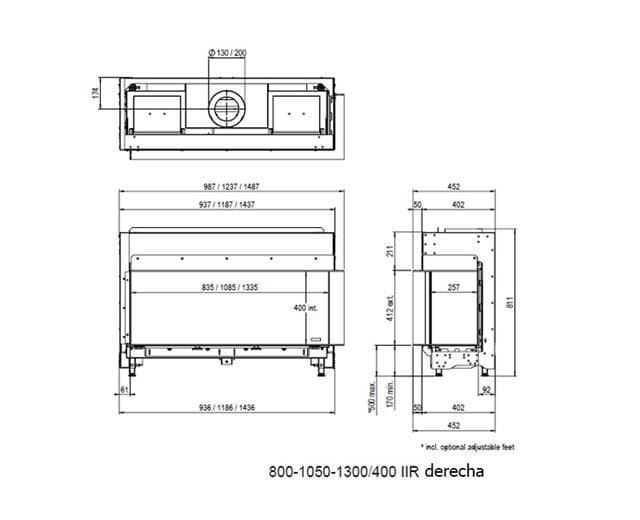 Chimenea gas Faber Matrix Lineal Fire 1300/400 II (Esquinera) - Imagen 2