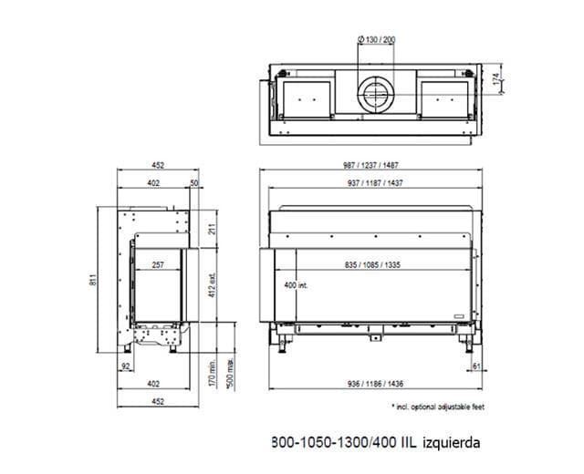 Chimenea gas Faber Matrix Lineal Fire 1300/400 II (Esquinera) - Imagen 3