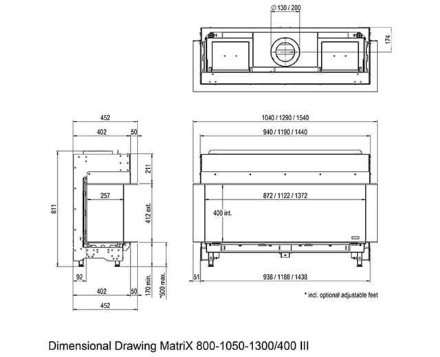 Chimenea gas Faber Matrix Lineal Fire 1300/400 III (Doble Corner) - Imagen 2