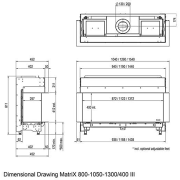 Chimenea gas Faber Matrix Lineal Fire 1300/400 III (Doble Corner) - Imagen 2
