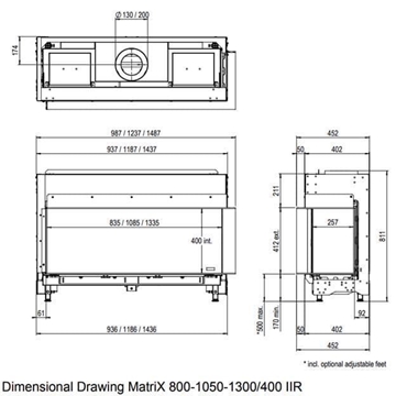 Chimenea gas Faber Matrix Lineal Fire 800/400 II (Esquinera) - Imagen 2