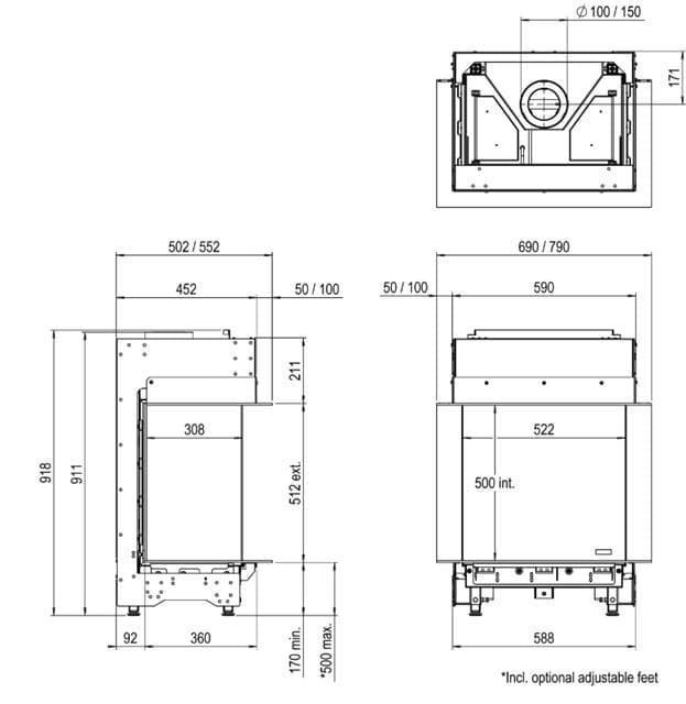 Chimenea gas Faber Matrix Log Burner 450/500 III (Doble Corner) - Imagen 4