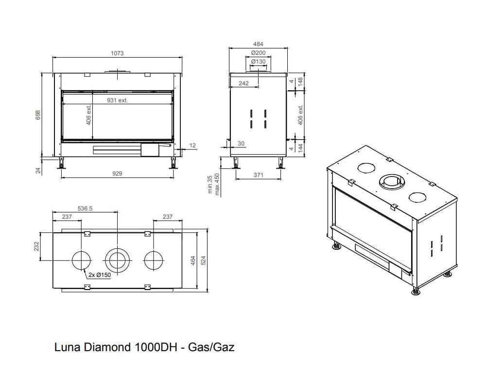 Chimenea gas Luna Diamond 1000 DH (Doble cara) - Imagen 2