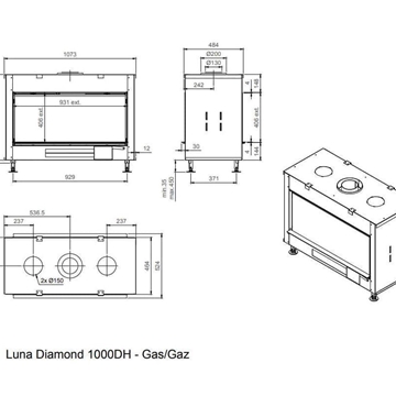 Chimenea gas Luna Diamond 1000 DH (Doble cara) - Imagen 2