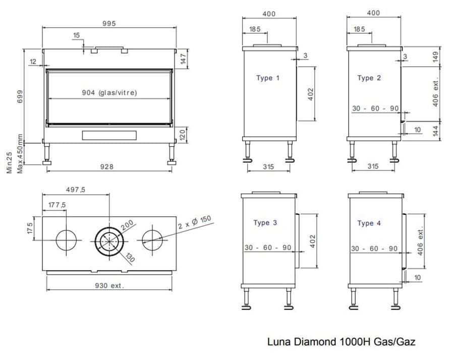 Chimenea gas Luna Diamond 1000 H (Frontal) - Imagen 2