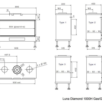 Chimenea gas Luna Diamond 1000 H (Frontal) - Imagen 2