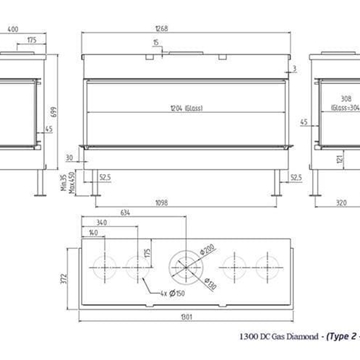 Chimenea gas Luna Diamond 1300 DC (Doble Corner) - Imagen 2