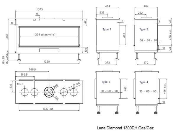 Chimenea gas Luna Diamond 1300 DH (Doble cara) - Imagen 2