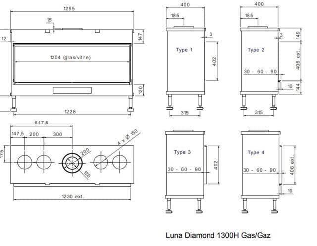 Chimenea gas Luna Diamond 1300 H (Frontal) - Imagen 2