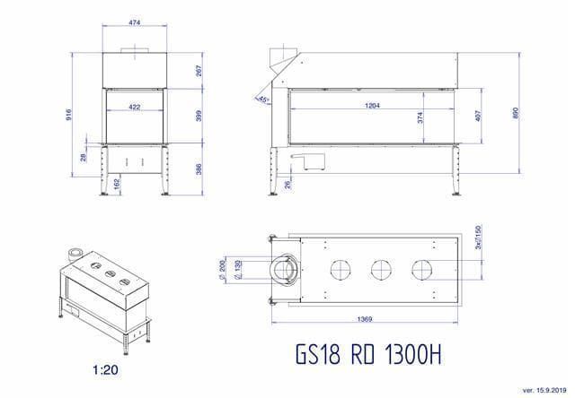 Chimenea gas Luna Diamond 1300 RD (Room Divider) - Imagen 2