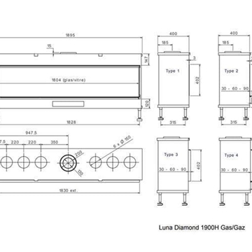 Chimenea gas Luna Diamond 1900 H (Frontal) - Imagen 2