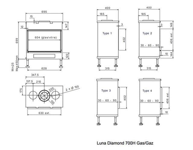 Chimenea gas Luna Diamond 700 H (Frontal) - Imagen 2