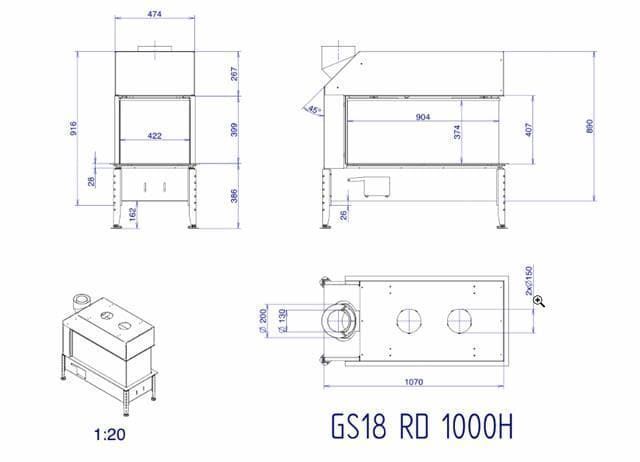 Chimenea gas MDLD Luna Diamond 1000 RD (Room Divider) - Imagen 2