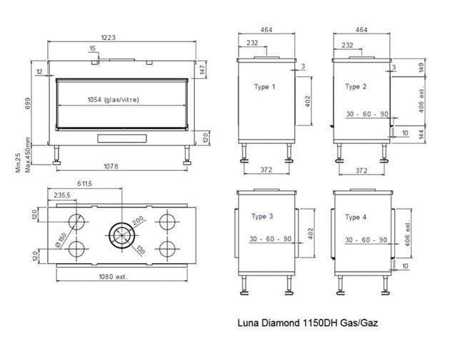 Chimenea gas MDLD Luna Diamond 1150 DH (Doble Cara) - Imagen 2