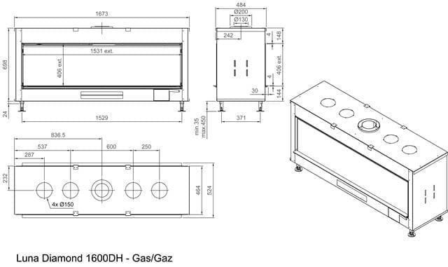 Chimenea gas MDLD Luna Diamond 1600 DH (Doble Cara) - Imagen 2