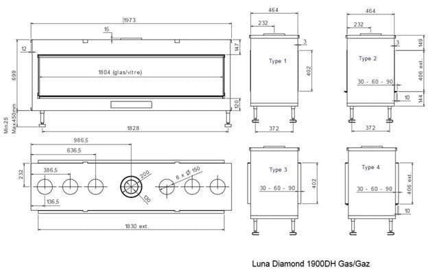 Chimenea gas MDLD Luna Diamond 1900 DH (Doble Cara) - Imagen 2
