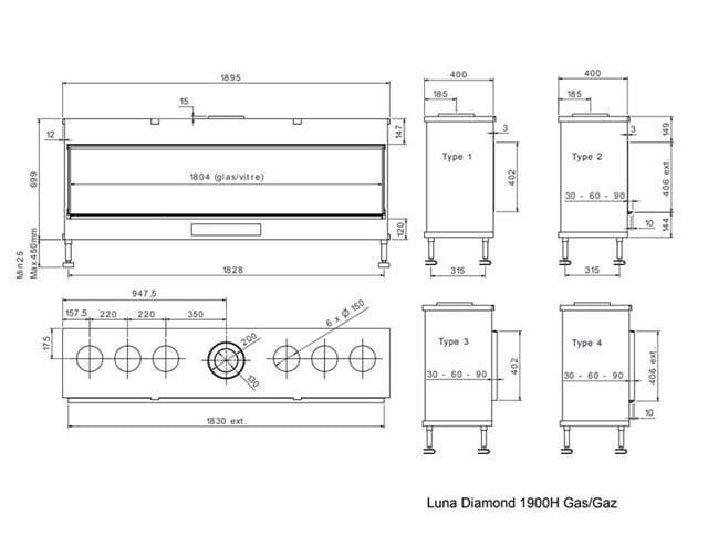 Chimenea gas MDLD Luna Diamond 1900 H (Frontal) - Imagen 2