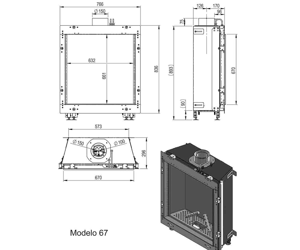 Chimenea gas Pano 67 Frontal - Imagen 2