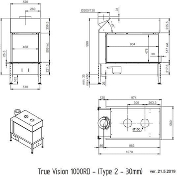 Chimenea gas True Vision 1000 RD Quatro (Room Divider) - Imagen 2
