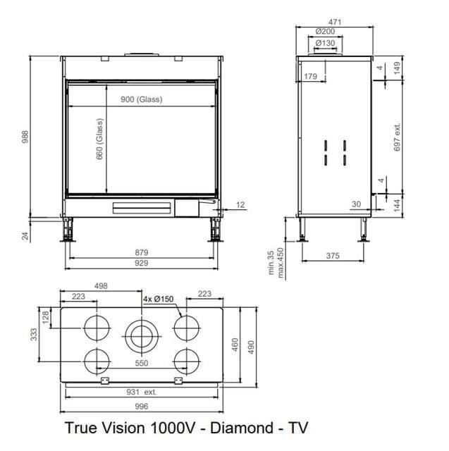 Chimenea gas True Vision 1000 V (Frontal) - Imagen 2