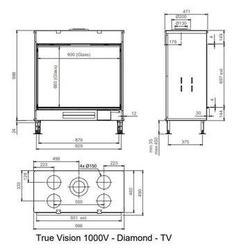 Chimenea gas True Vision 1000 V (Frontal) - Imagen 2
