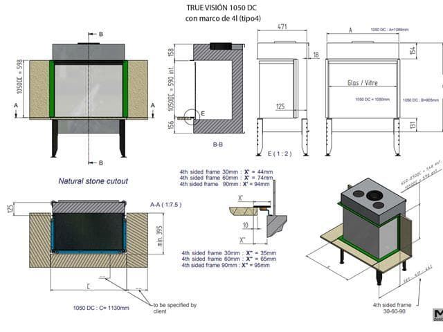 Chimenea gas True Vision 1050 DC (Doble Corner) - Imagen 2