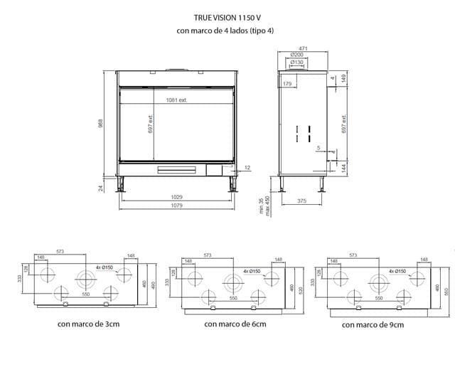 Chimenea gas True Vision 1150 V (Frontal) - Imagen 2