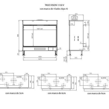 Chimenea gas True Vision 1150 V (Frontal) - Imagen 2