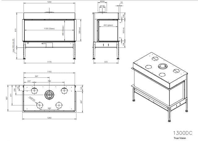 Chimenea gas True Vision 1300 DC Quatro (Doble Corner) - Imagen 2