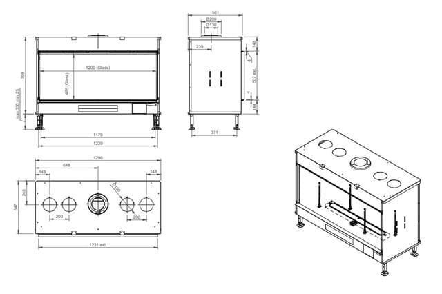 Chimenea gas True Vision 1300 H Quatro (Frontal) - Imagen 2