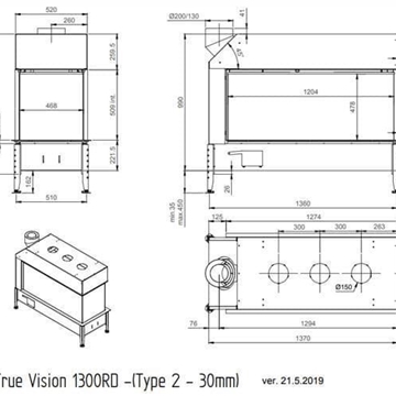 Chimenea gas True Vision 1300 RD Quatro (Room Divider) - Imagen 2