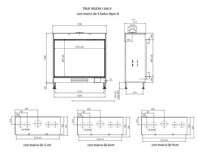 Chimenea gas True Vision 1300 V (Frontal) - Imagen 2