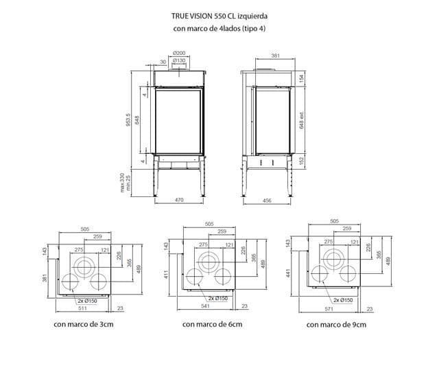 Chimenea gas True Vision 550 CL/CR (Esquinera) - Imagen 2