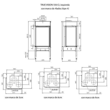 Chimenea gas True Vision 550 CL/CR (Esquinera) - Imagen 2