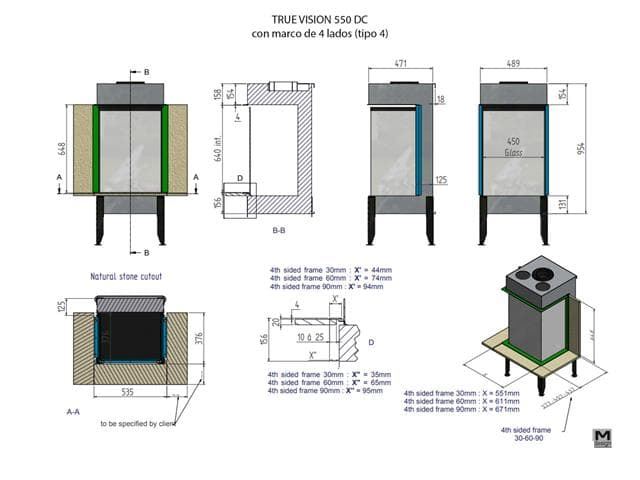 Chimenea gas True Vision 550 DC (Doble Corner) - Imagen 2