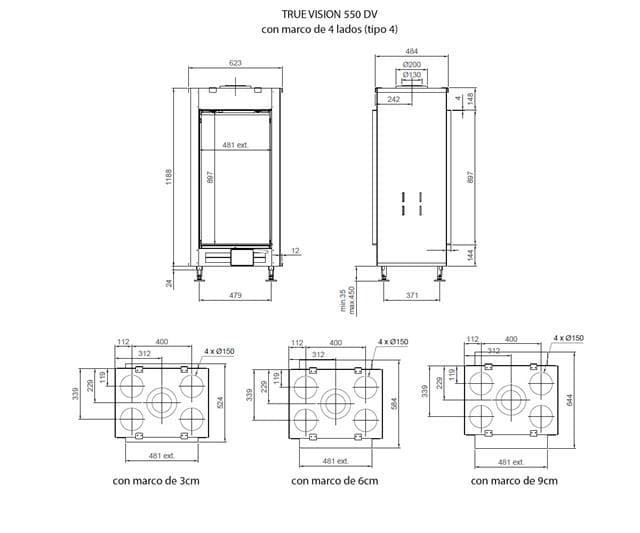 Chimenea gas True Vision 550 DV (Doble Cara) - Imagen 3