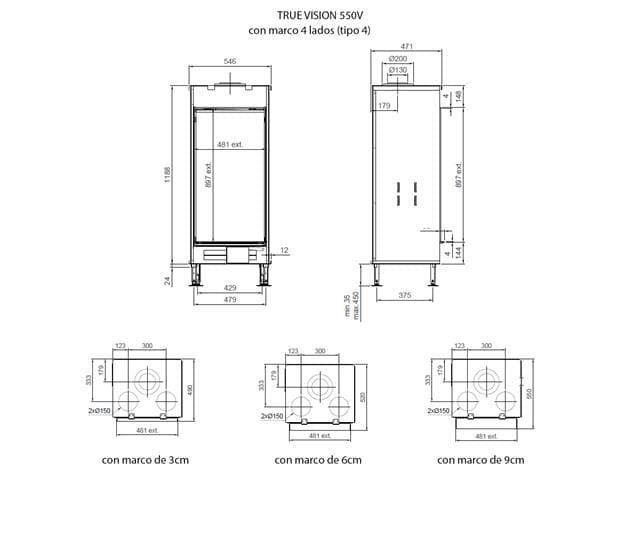 Chimenea gas True Vision 550 V (Frontal) - Imagen 2