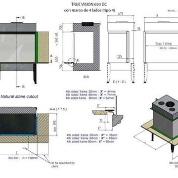 Chimenea gas True Vision 650 DC Open Fire Look (Doble Corner) - Imagen 2