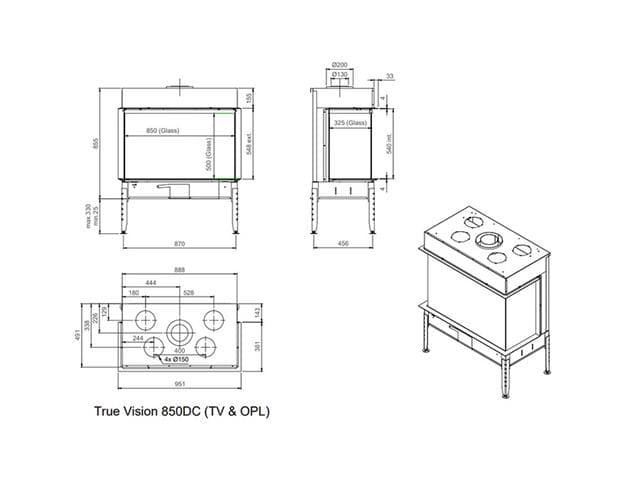 Chimenea gas True Vision 850 DC Open Fire Look (Doble Corner) - Imagen 2