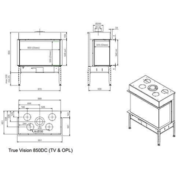 Chimenea gas True Vision 850 DC Open Fire Look (Doble Corner) - Imagen 2