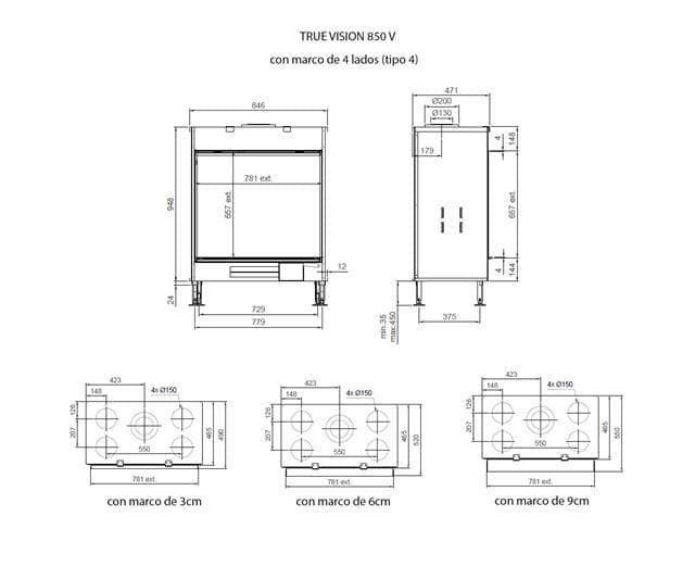 Chimenea gas True Vision 850 V (Frontal) - Imagen 2