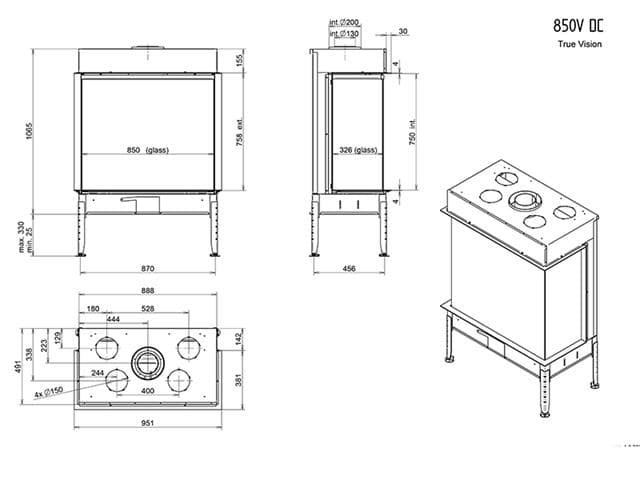 Chimenea gas True Vision 850 VDC (Doble Corner) - Imagen 2