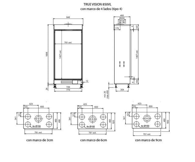 Chimenea gas Ture Vision 850 VL (Frontal) - Imagen 2