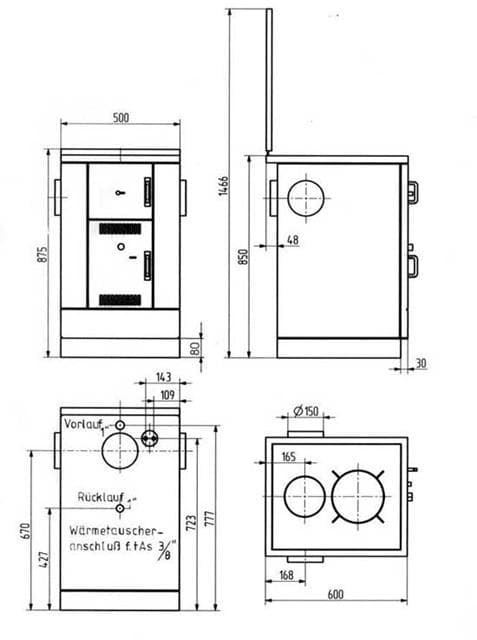 Cocina calefactora de leña K158 - Imagen 2